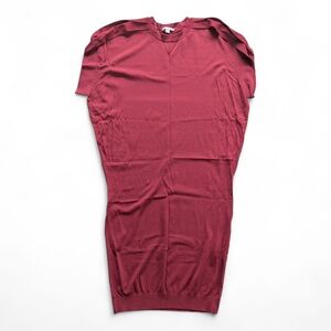 COS Knit Short Sleeve Pleated Shoulder Pullover Midi Dress Womens Sz XS Burgundy